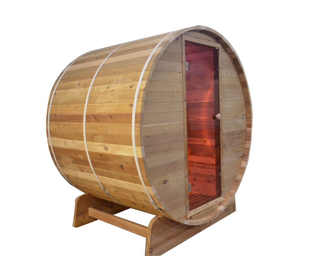 Rustykalna beczka do sauny na podczerwień z drewna cedrowego